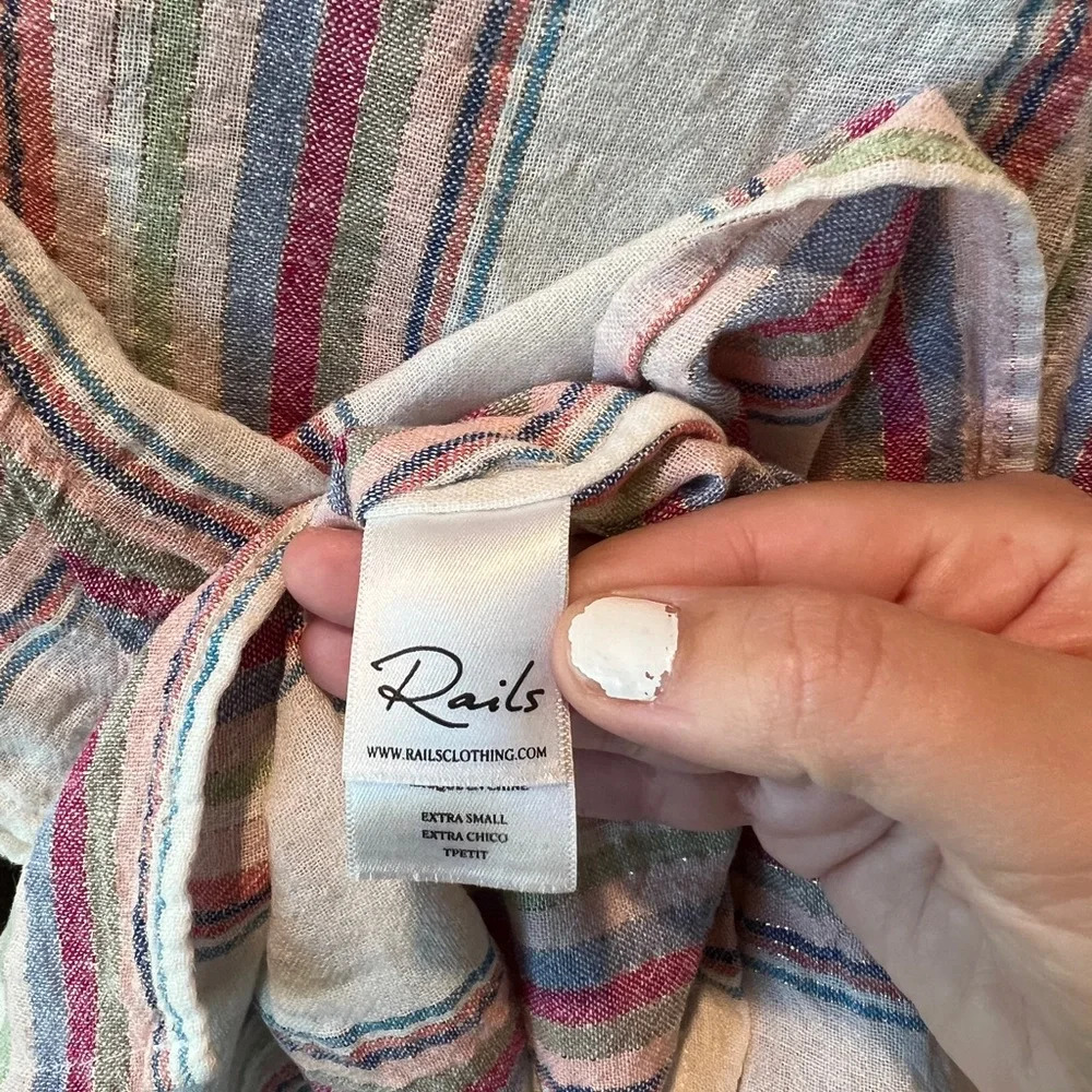 Rails Zuma Havana Stripe Button Up Top Size Xs - image 6
